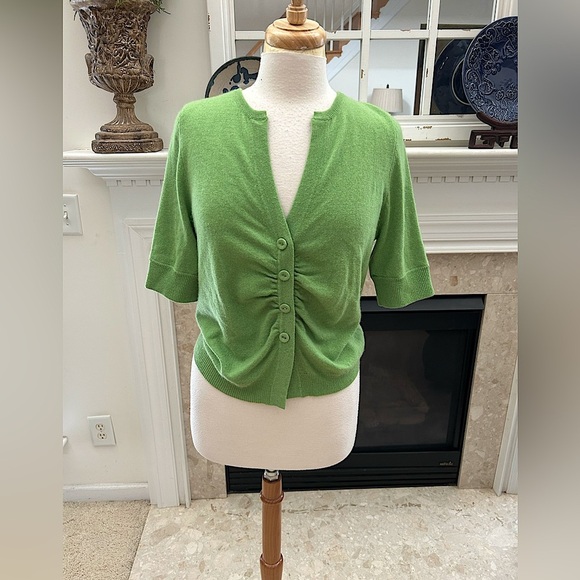 In Cashmere Ruched Button-Up Cardigan - Picture 1 of 9